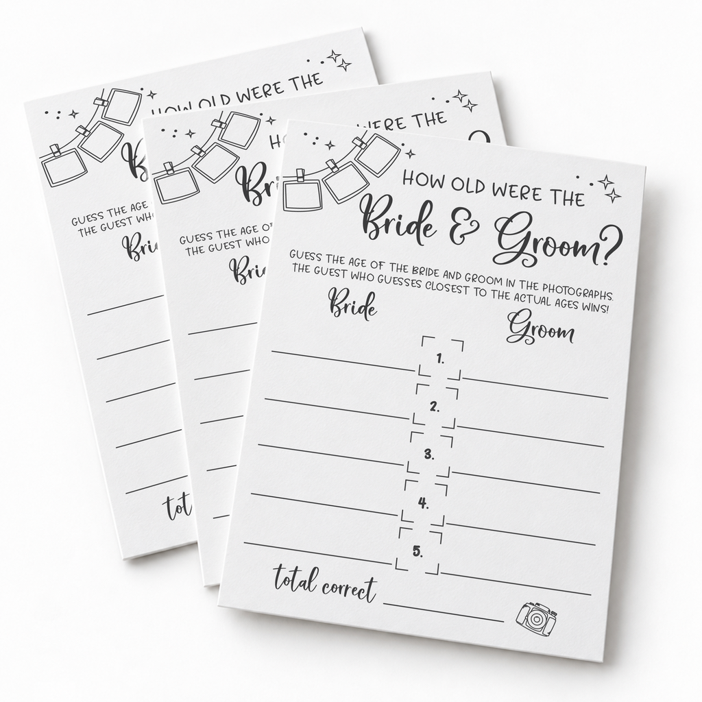 How Old Were The Bride And Groom Bridal Shower Game