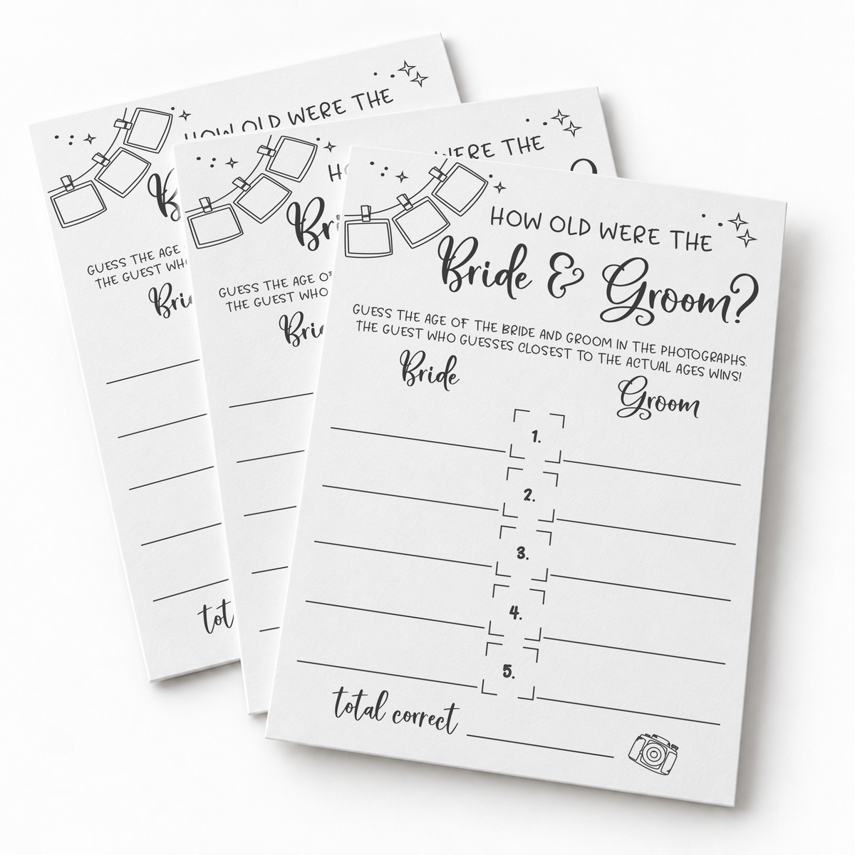 How Old Were The Bride And Groom Bridal Shower Game