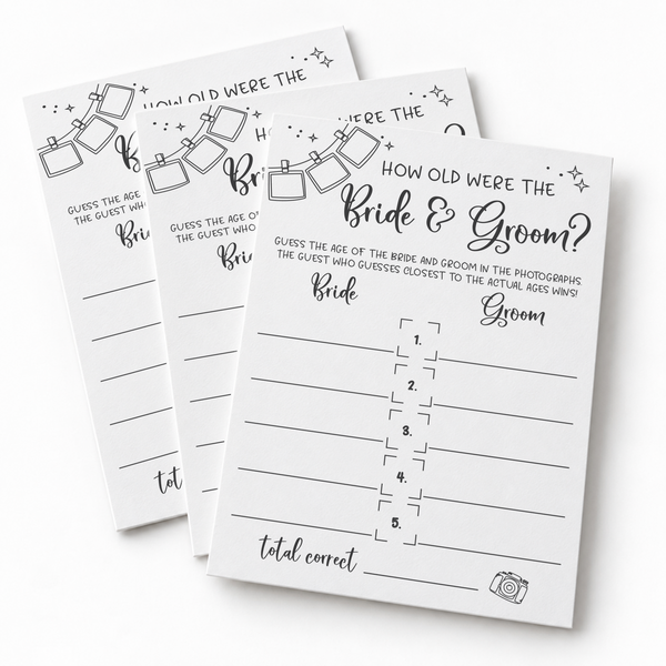 How Old Were The Bride And Groom Bridal Shower Game