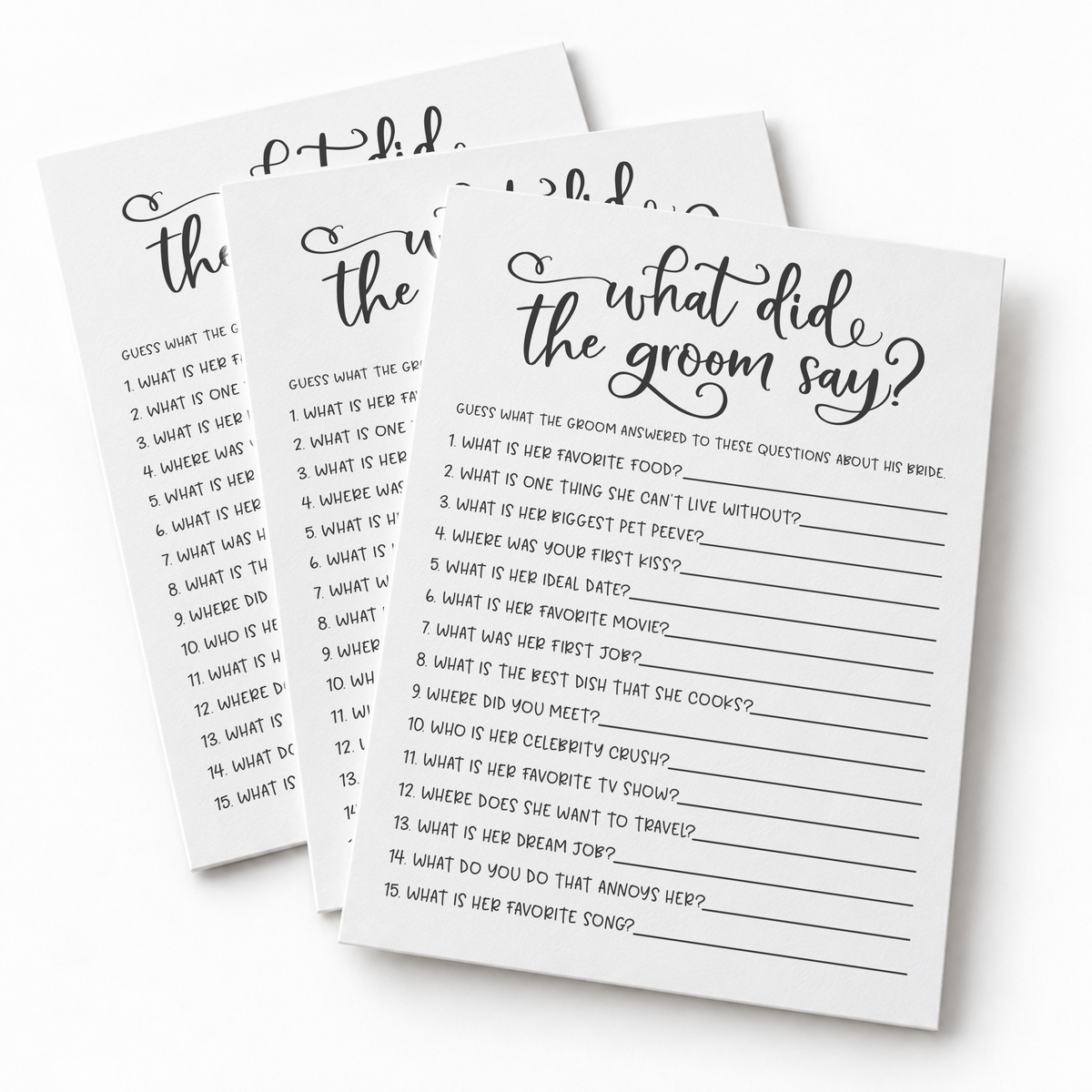 What Did The Groom Say Bridal Shower Game