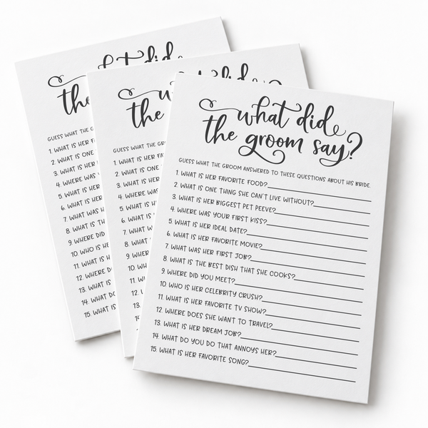 What Did The Groom Say Bridal Shower Game