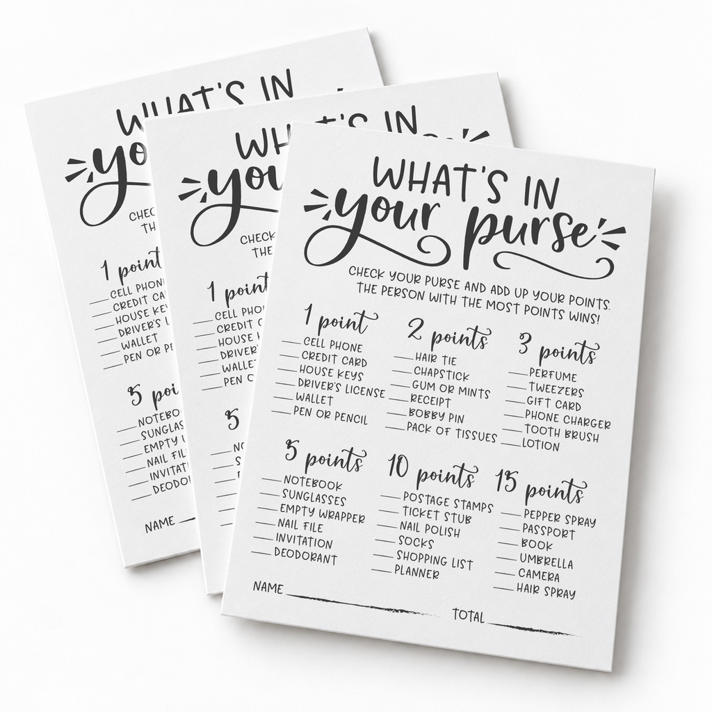What's In Your Purse Bridal Shower Game