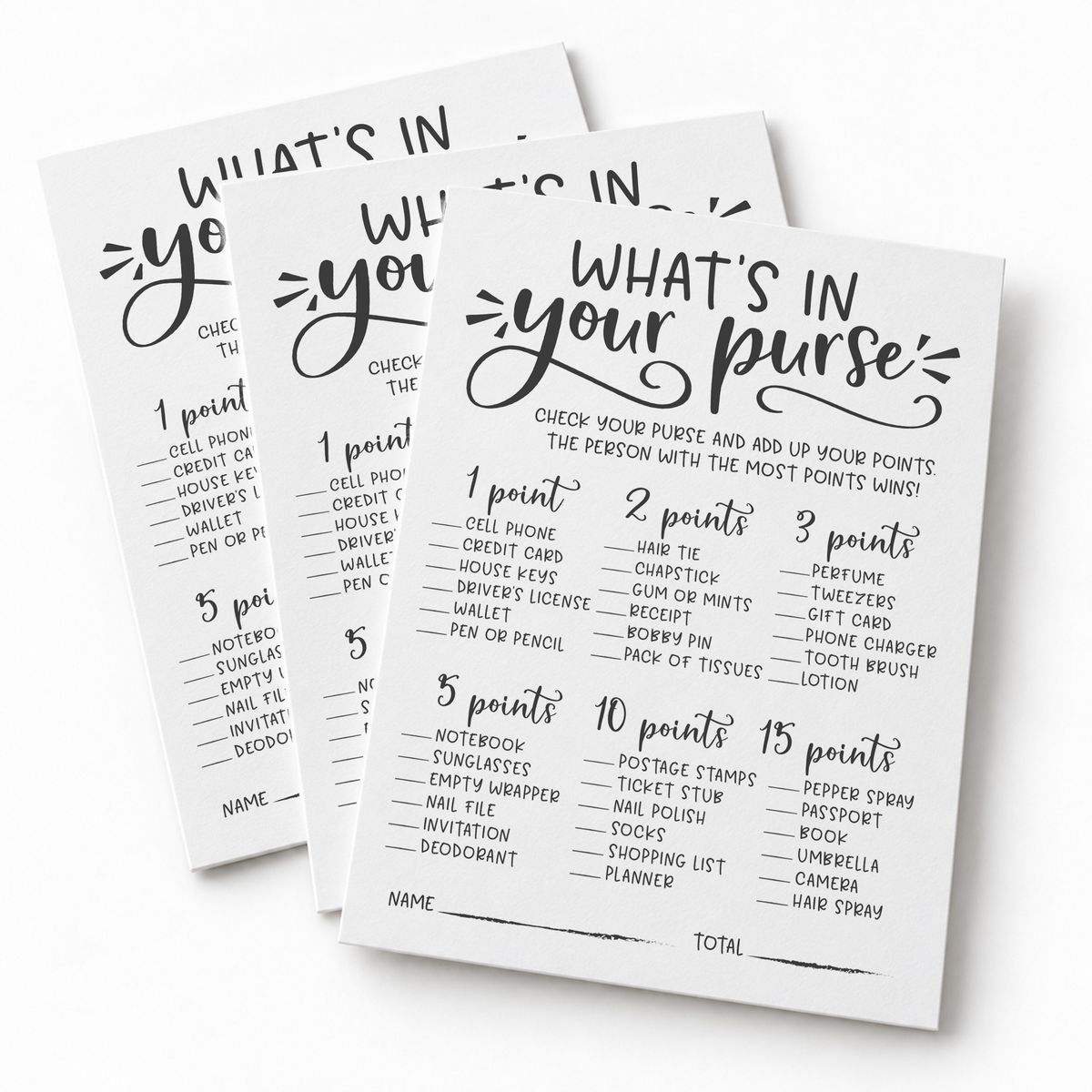 What's In Your Purse Bridal Shower Game