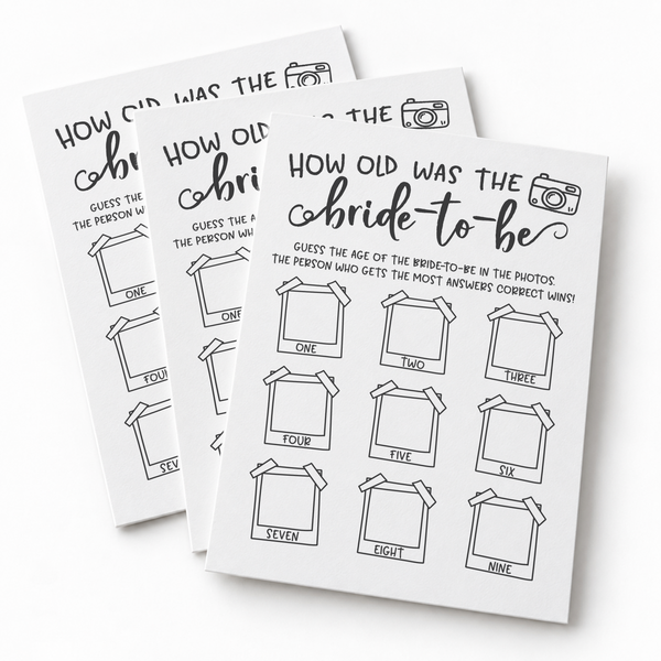 How Old was the Bride-to-be Bridal Shower Game