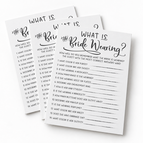 What Is The Bride Wearing Bridal Shower Game