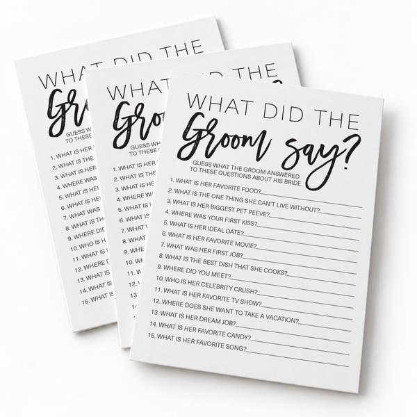 What Did The Groom Say Bridal Shower Game