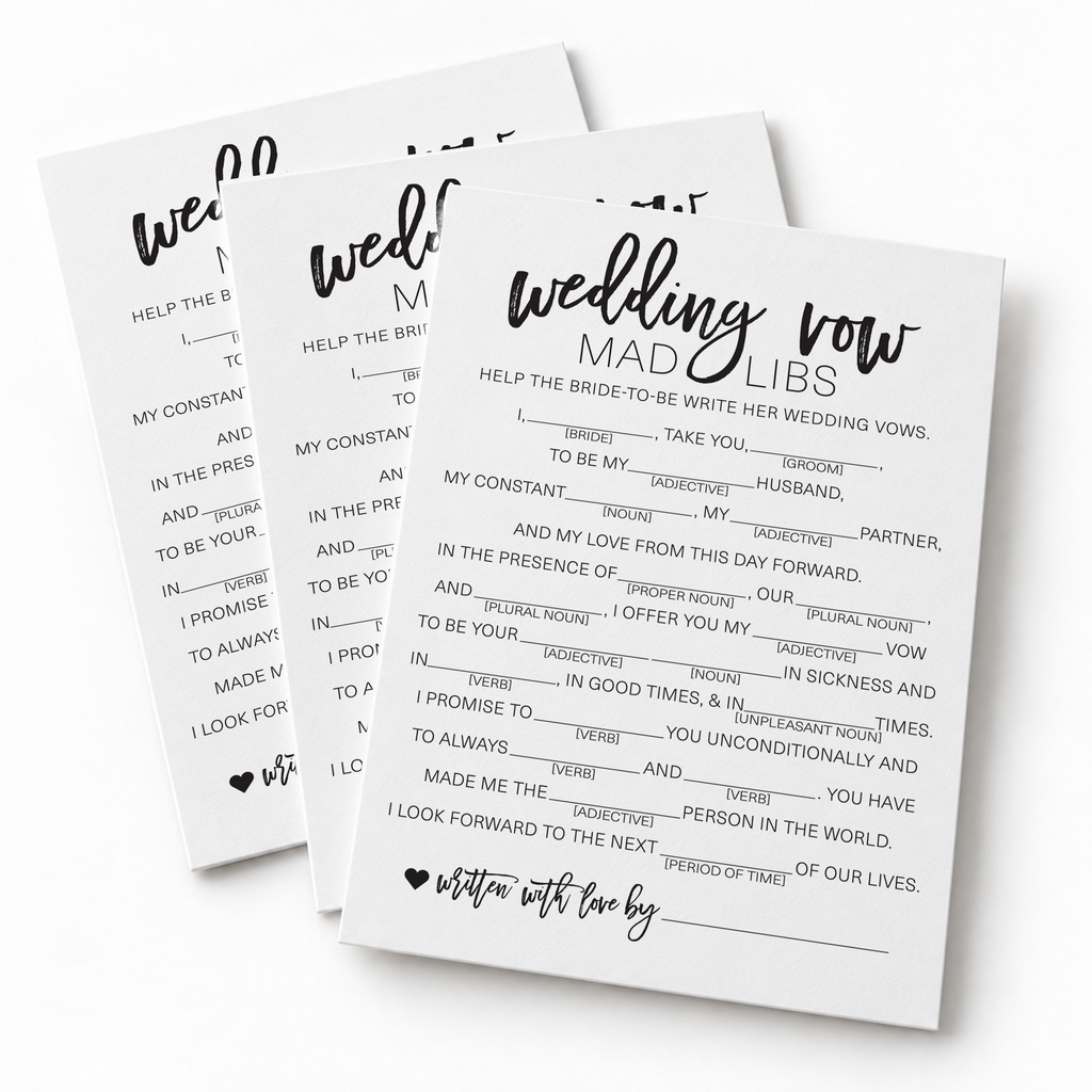 Wedding Vow Mad Libs Bridal Shower Game