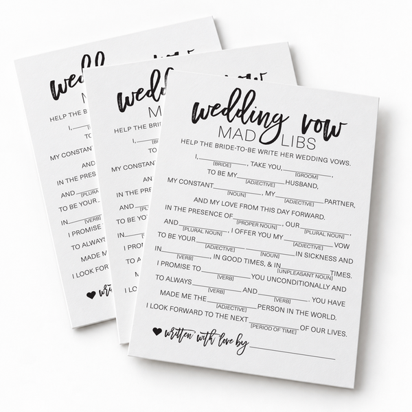 Wedding Vow Mad Libs Bridal Shower Game