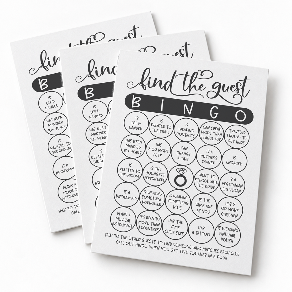 Find The Guest Bingo Bridal Shower Game