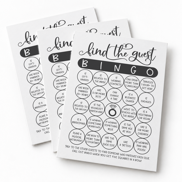Find The Guest Bingo Bridal Shower Game
