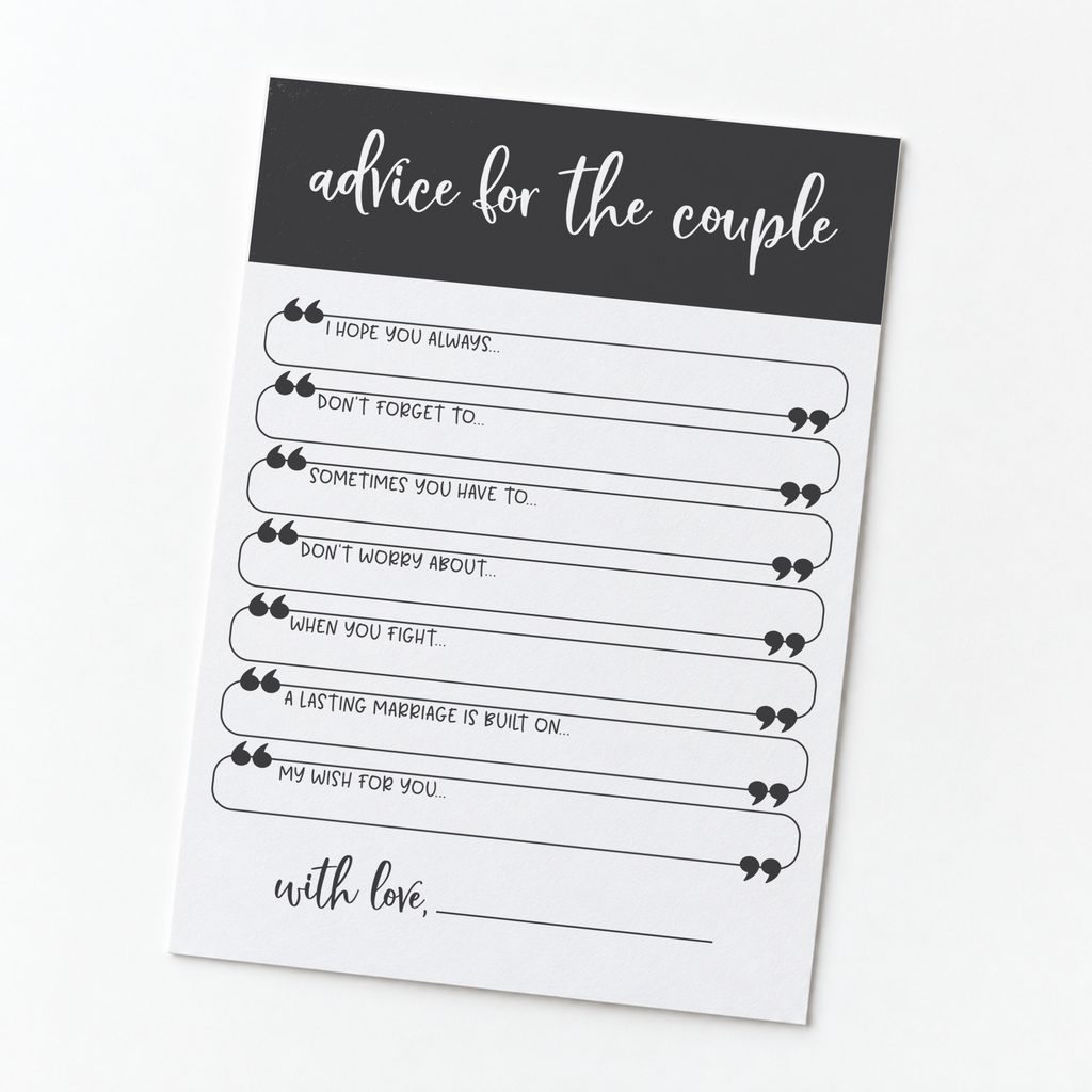 Advice for the Couple Bridal Shower Activity