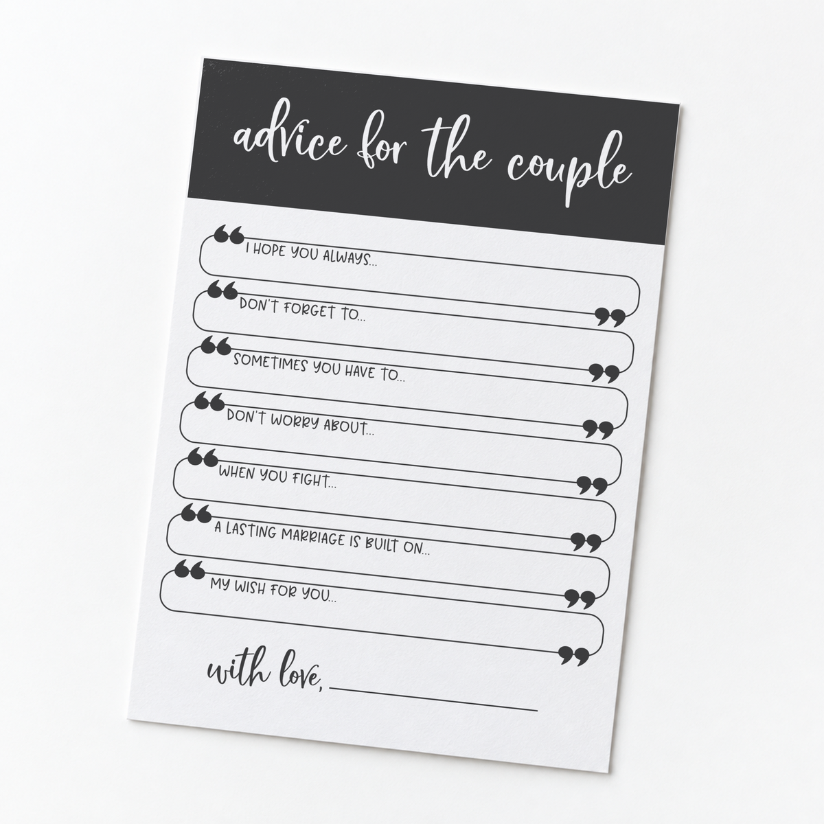 Advice for the Couple Bridal Shower Activity