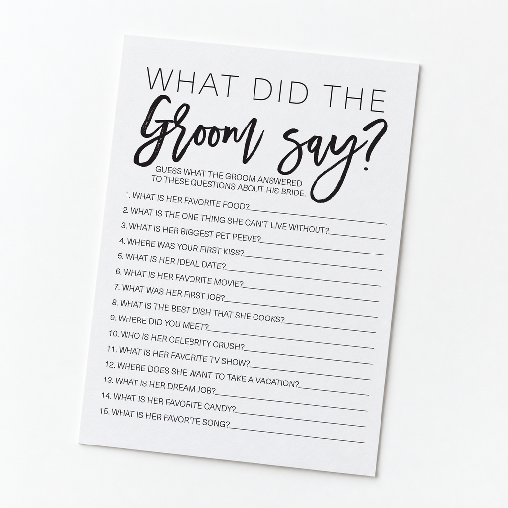 What Did The Groom Say Bridal Shower Game
