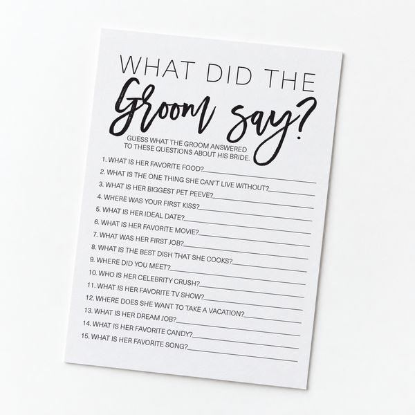 What Did The Groom Say Bridal Shower Game