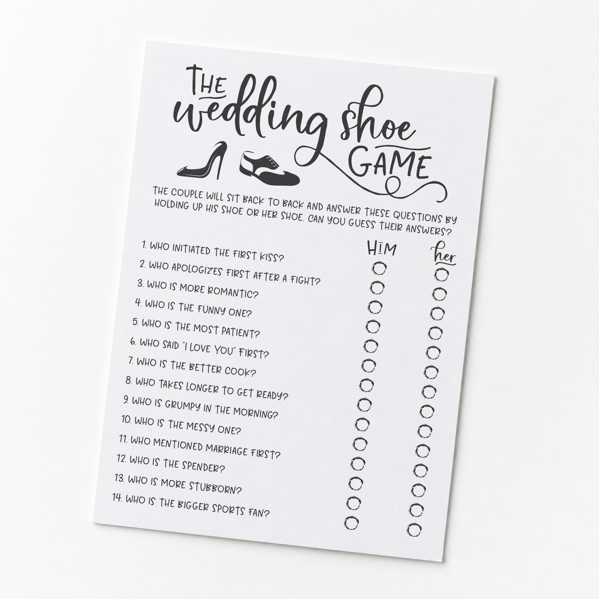 The Wedding Shoe Bridal Shower Game