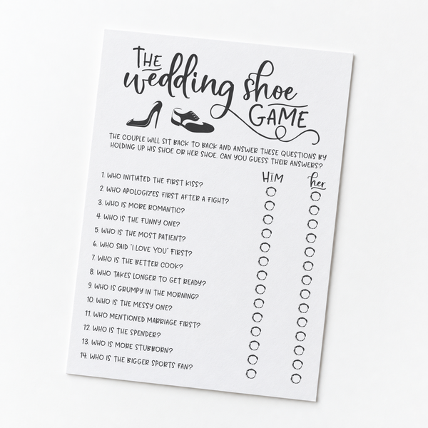 The Wedding Shoe Bridal Shower Game