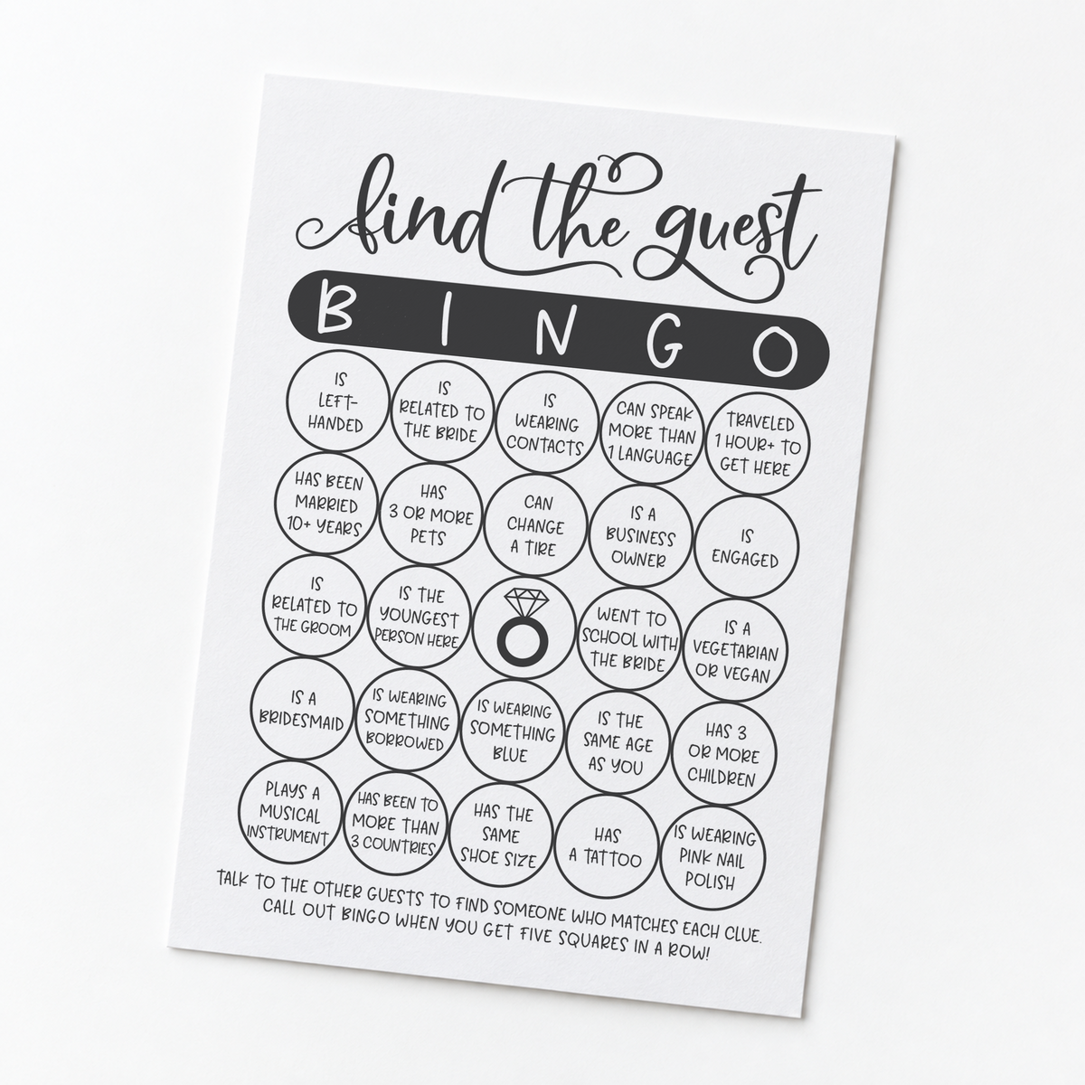 Find The Guest Bingo Bridal Shower Game