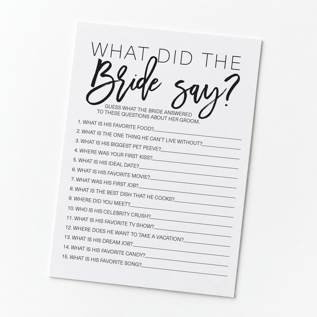 What Did The Bride Say Bridal Shower Game