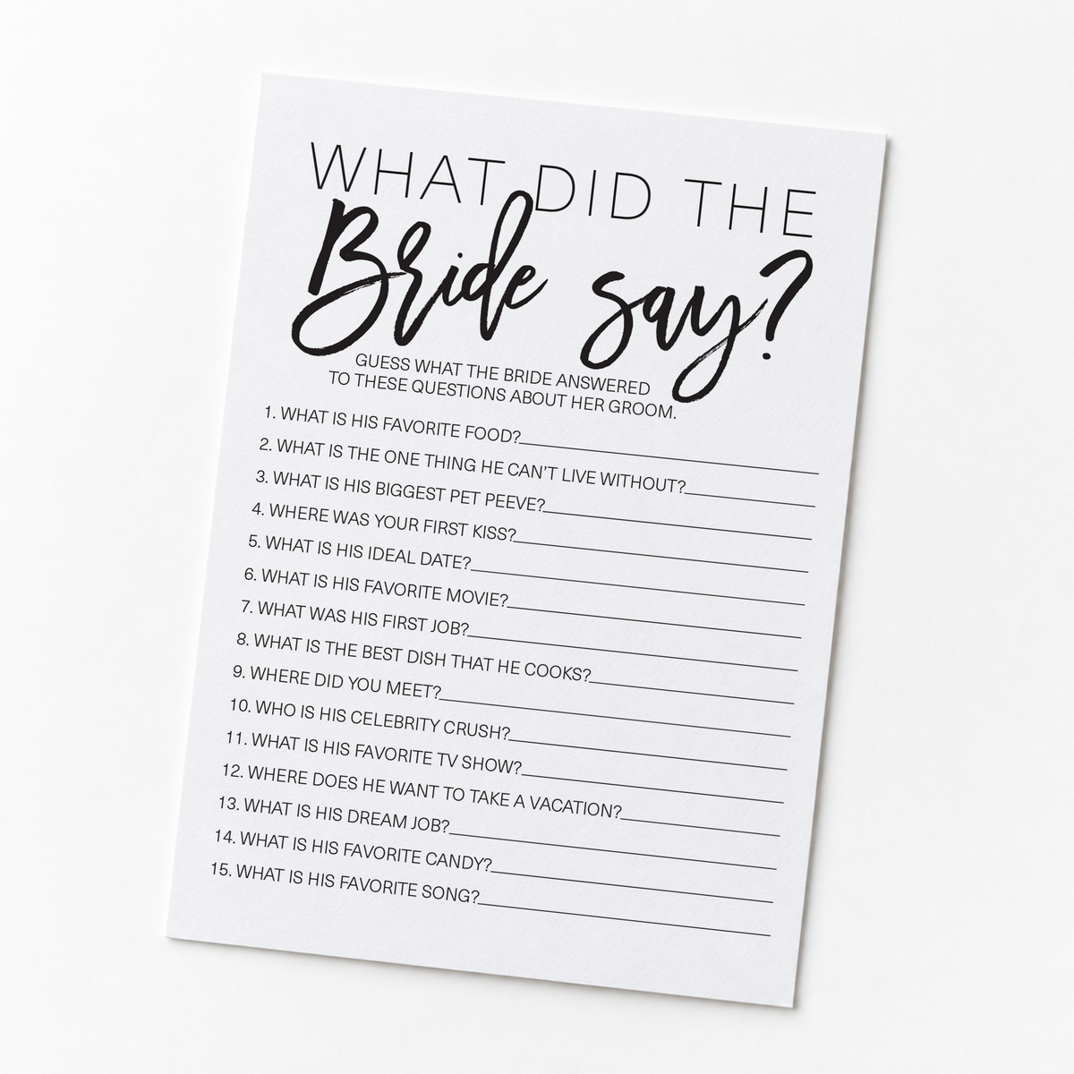 What Did The Bride Say Bridal Shower Game