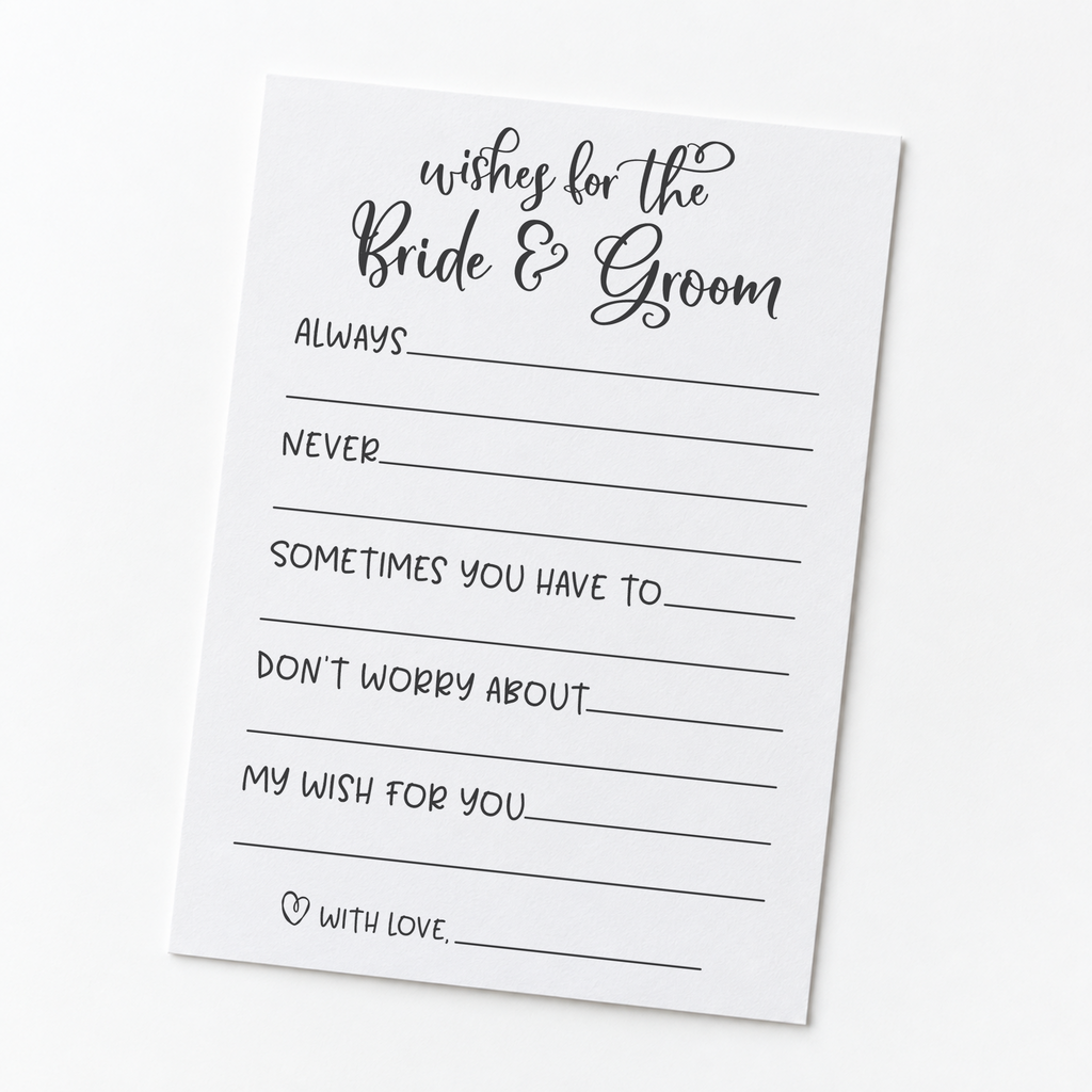 Wishes for the Bride and Groom Bridal Shower Activity