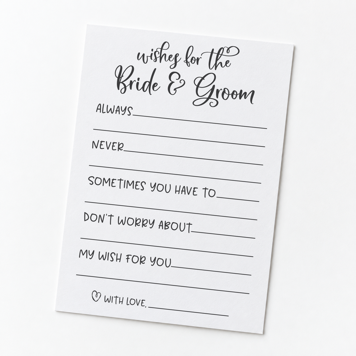 Wishes for the Bride and Groom Bridal Shower Activity