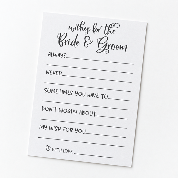 Wishes for the Bride and Groom Bridal Shower Activity