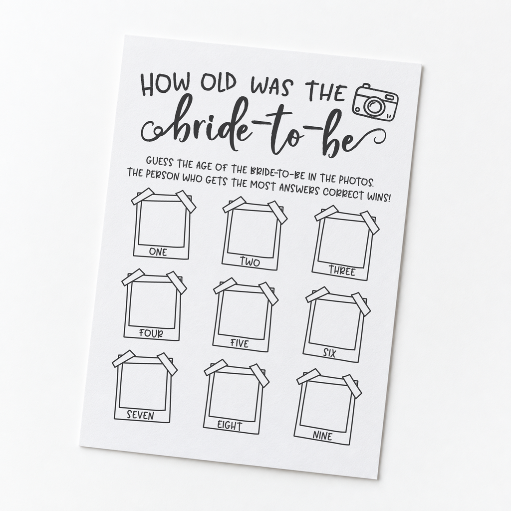 How Old was the Bride-to-be Bridal Shower Game