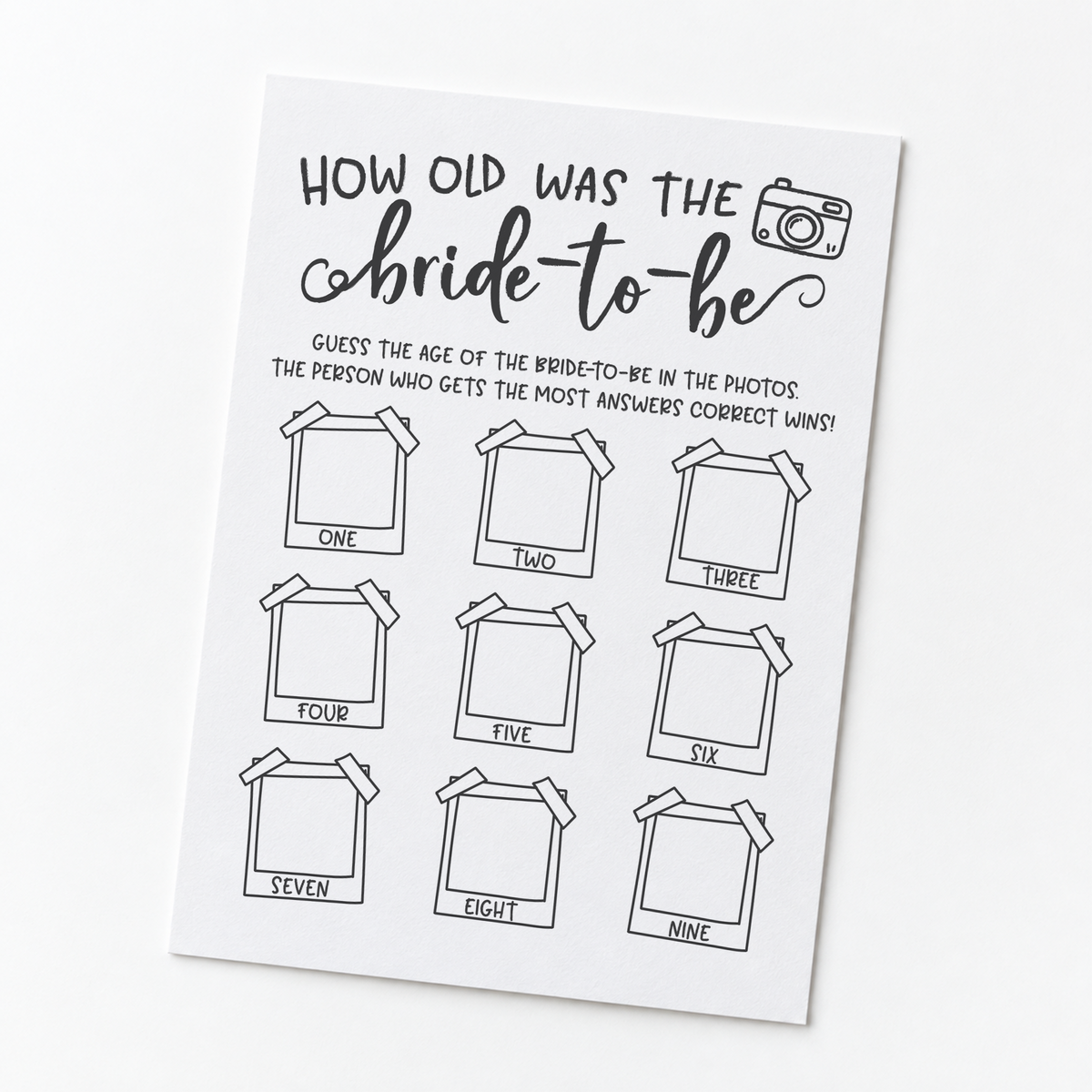 How Old was the Bride-to-be Bridal Shower Game