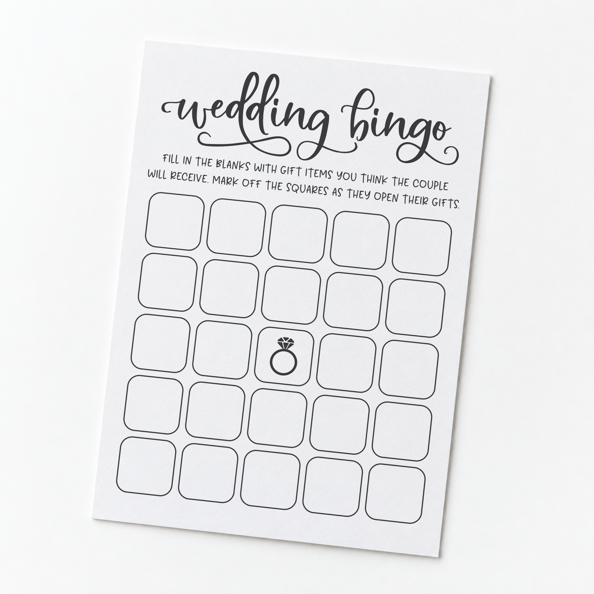 Wedding Bingo - Wedding Shower Game