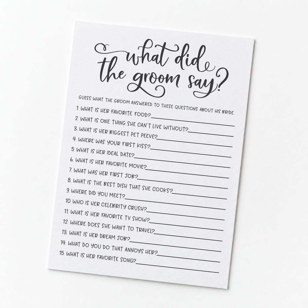 What Did The Groom Say Bridal Shower Game