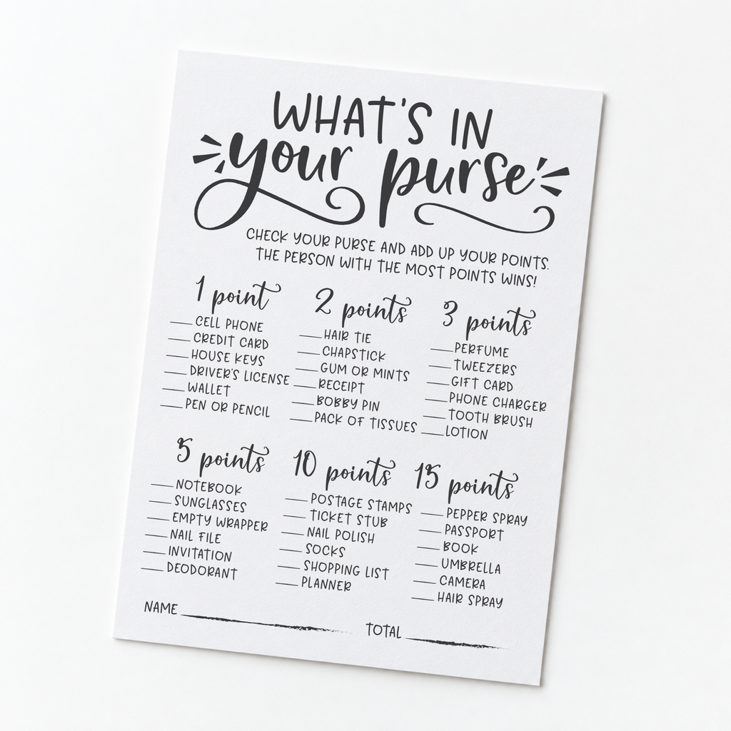 What's In Your Purse Bridal Shower Game