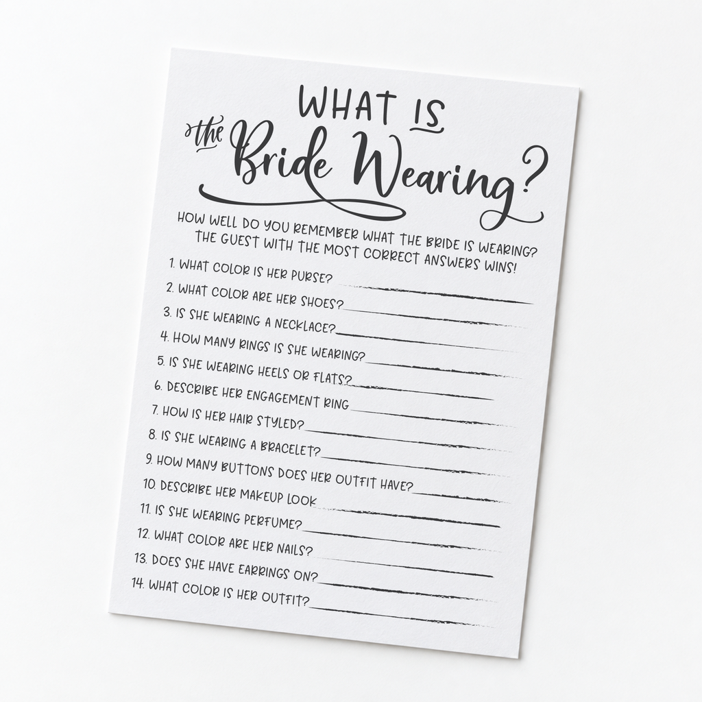 What Is The Bride Wearing Bridal Shower Game