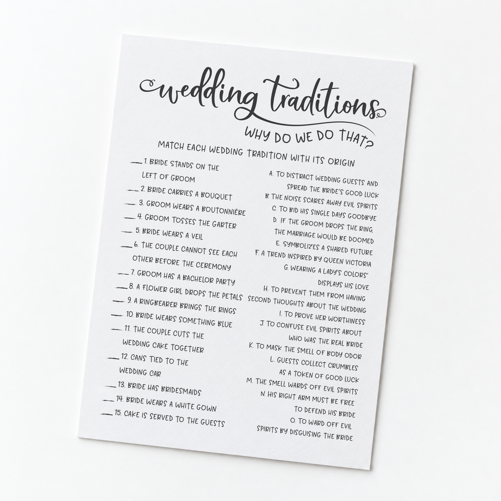Wedding Traditions Bridal Shower Game