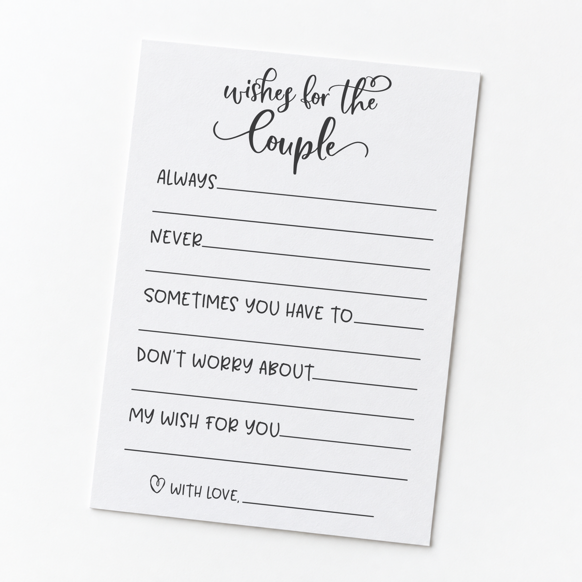 Wishes for the Couple - Bridal Shower Activity