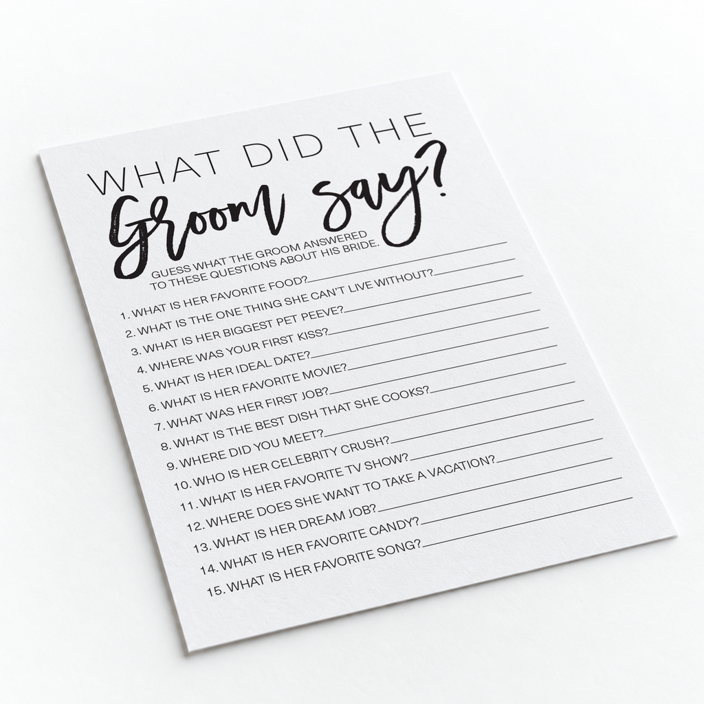 What Did The Groom Say Bridal Shower Game