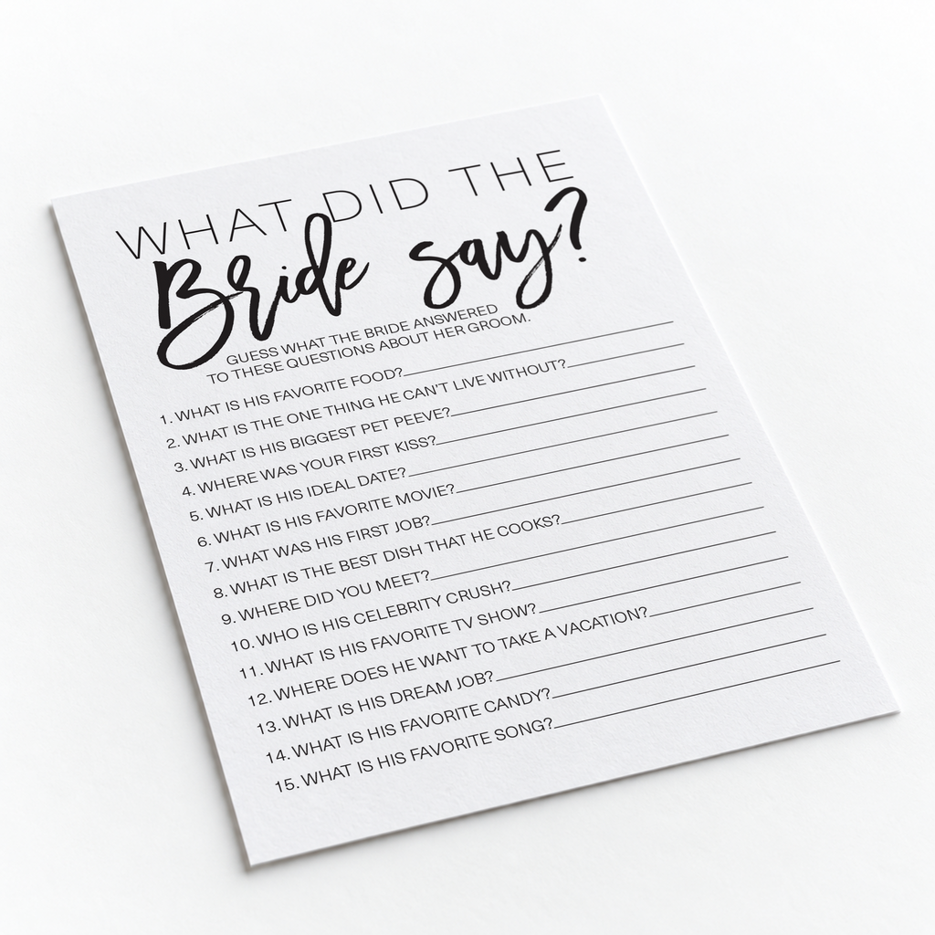 What Did The Bride Say Bridal Shower Game