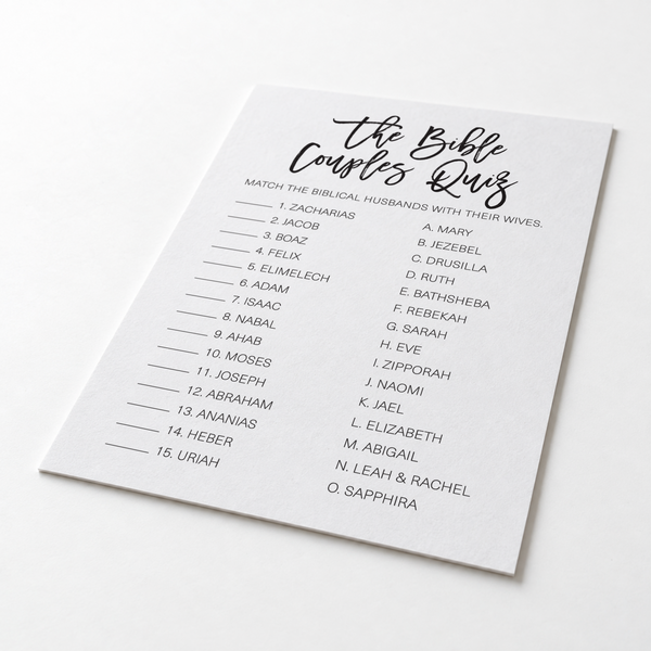 The Bible Couples Quiz Bridal Shower Game