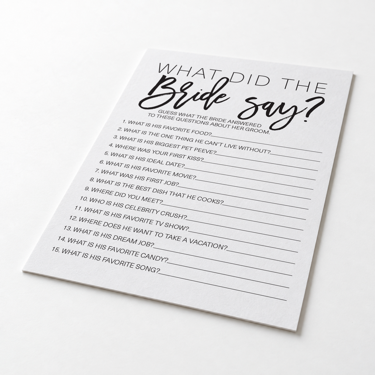 What Did The Bride Say Bridal Shower Game