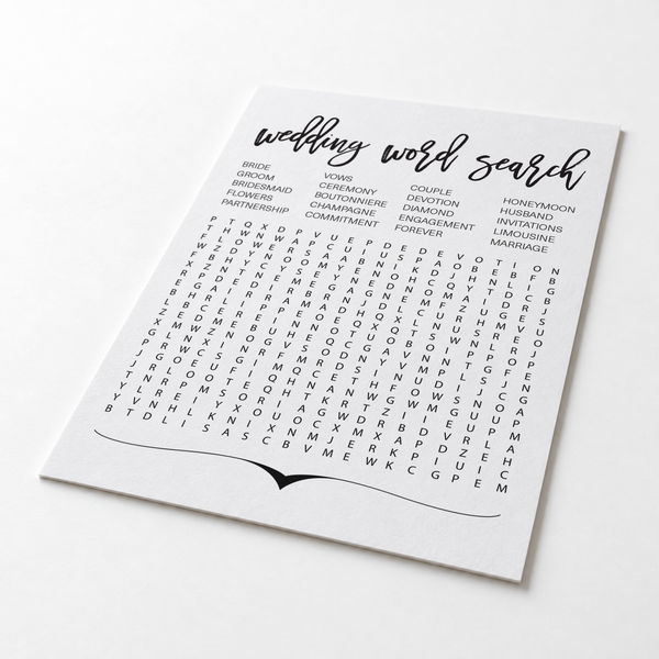 Wedding Word Search Bridal Shower Game