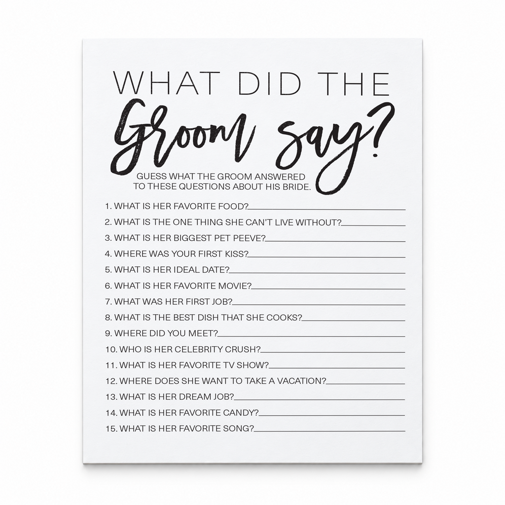 What Did The Groom Say Bridal Shower Game