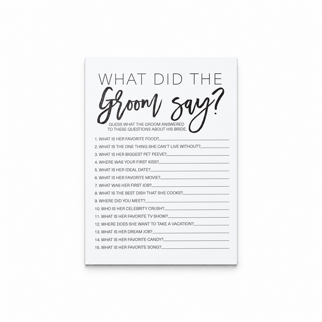 What Did The Groom Say Bridal Shower Game
