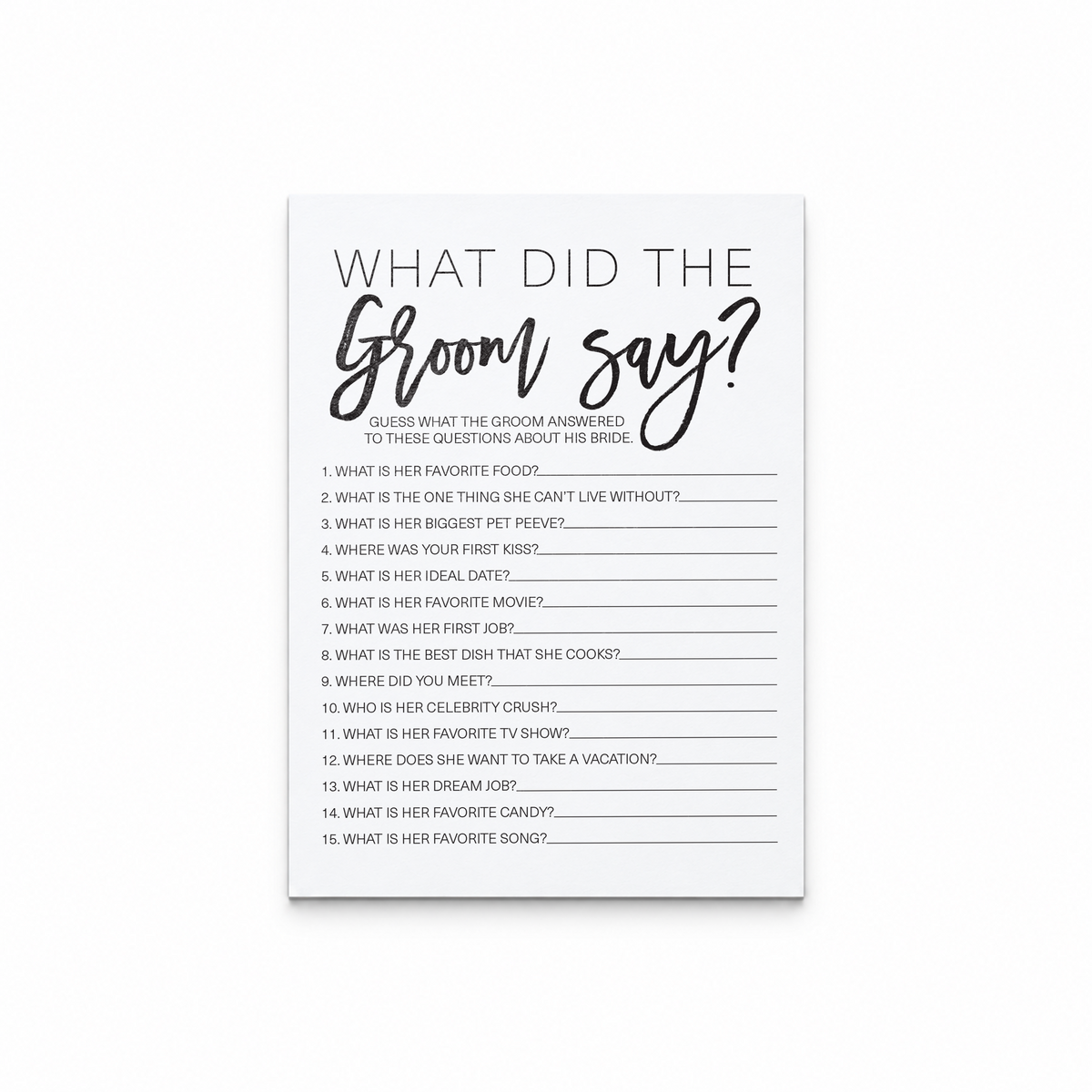 What Did The Groom Say Bridal Shower Game