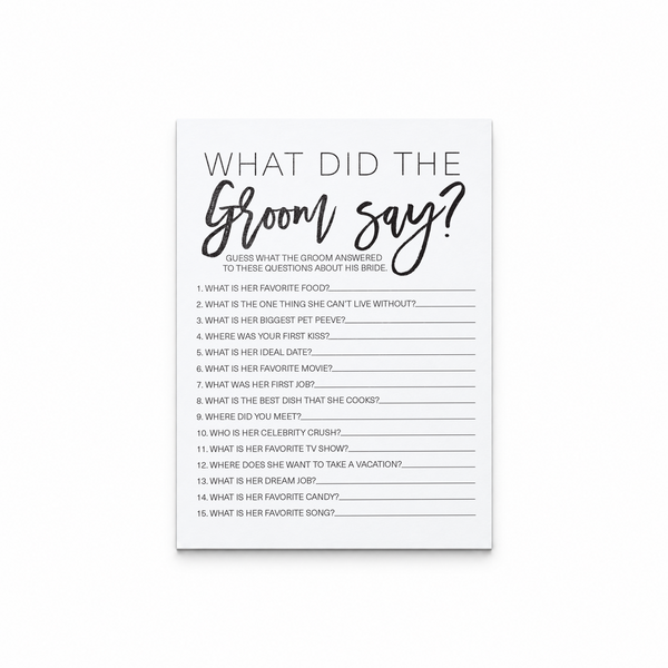 What Did The Groom Say Bridal Shower Game