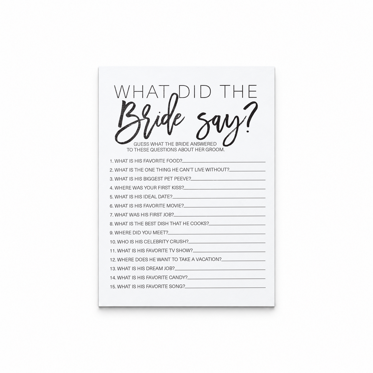 What Did The Bride Say Bridal Shower Game
