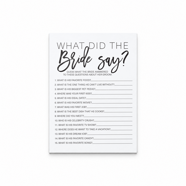 What Did The Bride Say Bridal Shower Game
