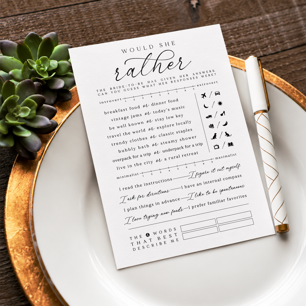 Would She Rather Bridal Shower Game