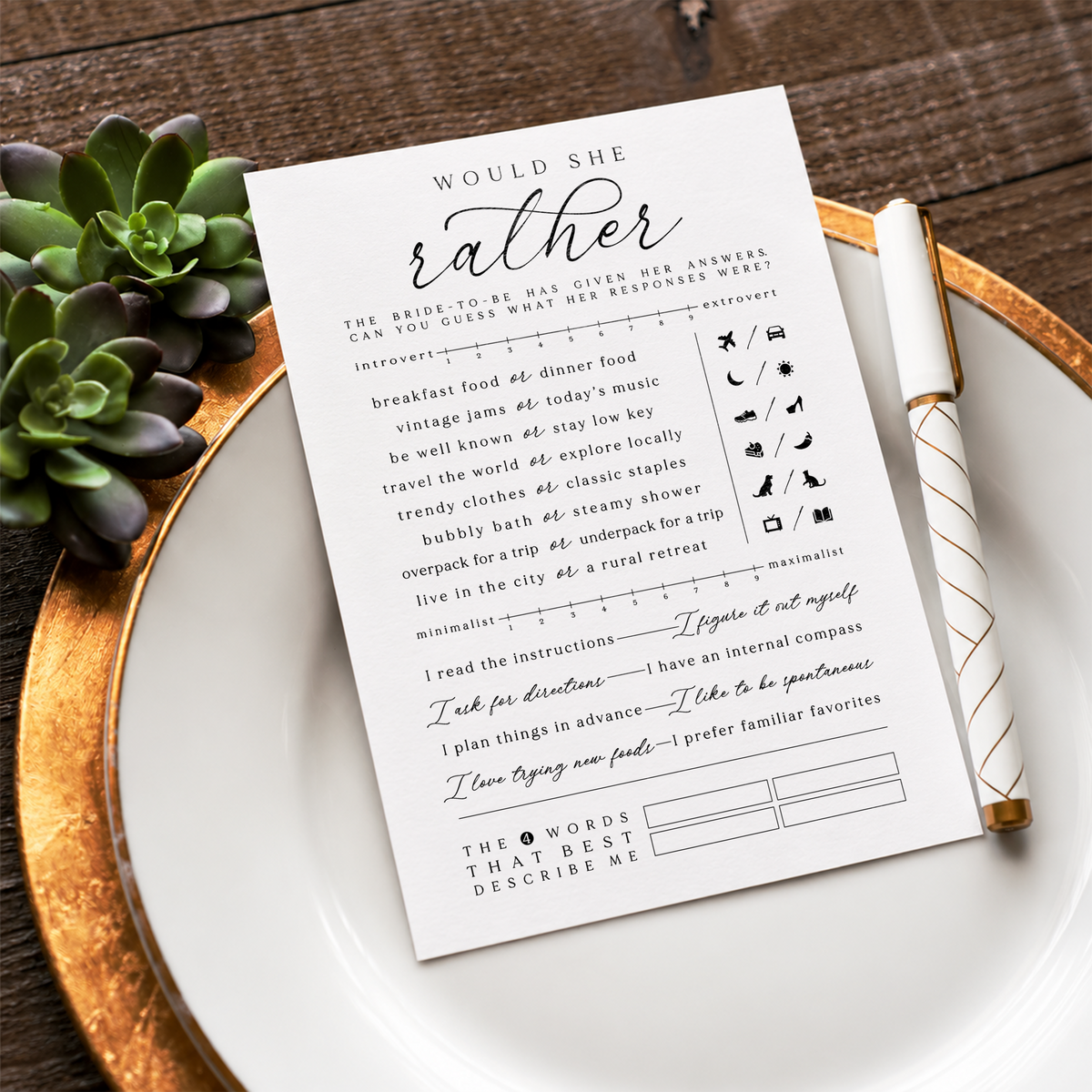 Would She Rather Bridal Shower Game