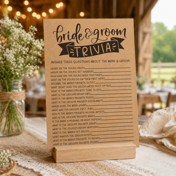 Bride Groom Trivia Bridal Shower Game