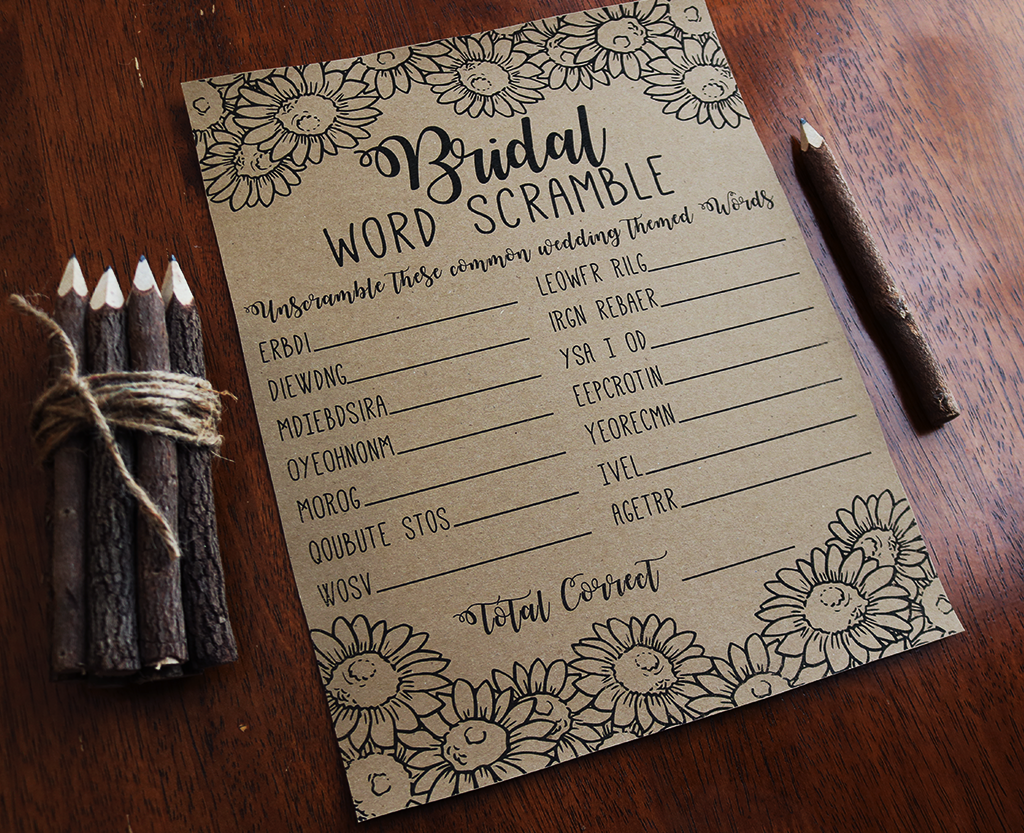 Bridal Word Scramble Bridal Shower Game