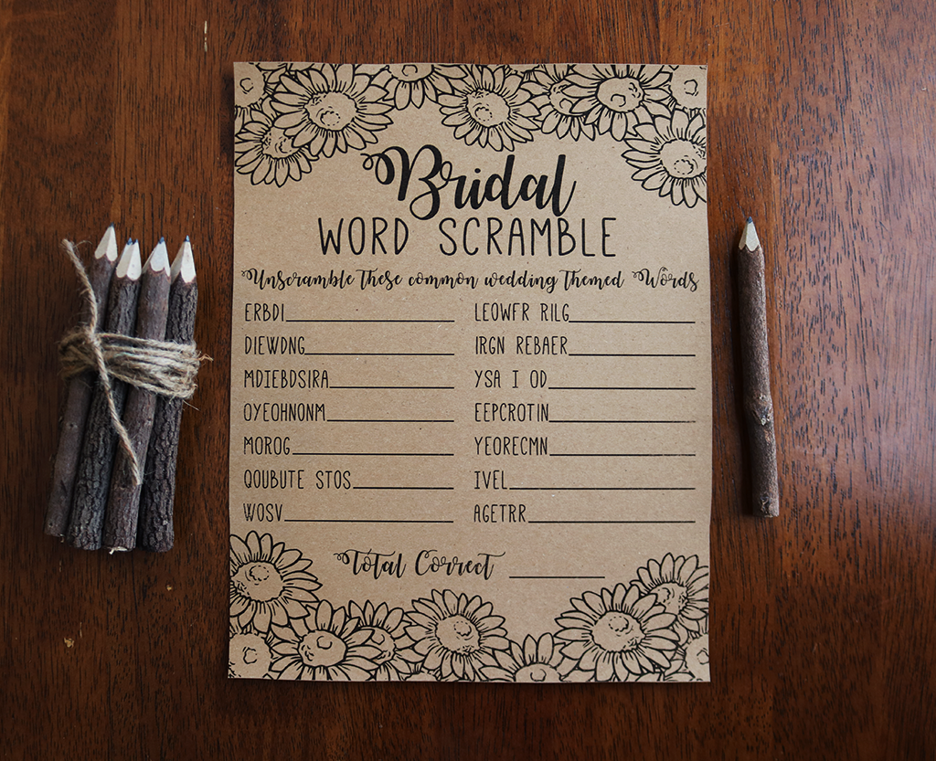 Bridal Word Scramble Bridal Shower Game